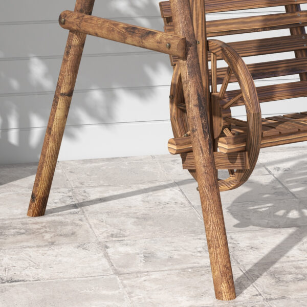 Gartenschaukel Holz 2-Sitzer-rustikal-Wagenrad-Design – Bild 8