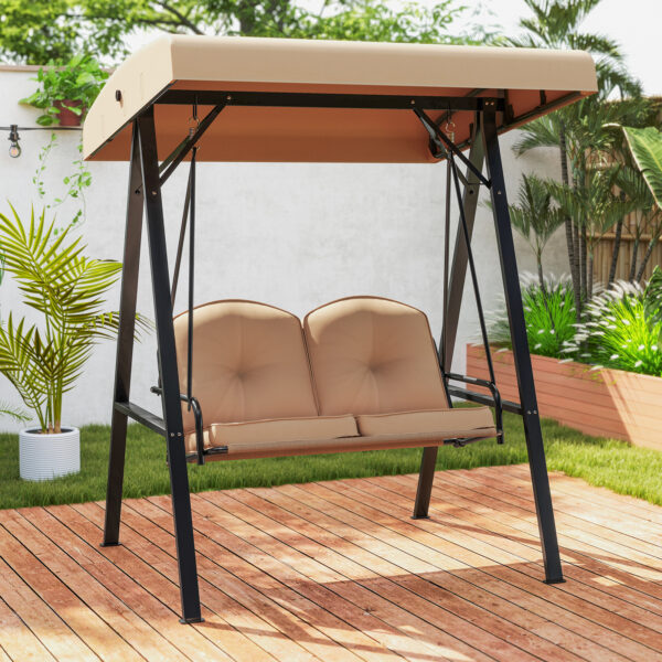 Moderne Hollywoodschaukel für 2 Personen – Gartenschaukel mit Sonnendach