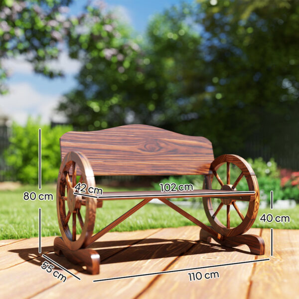 Gartenbank Holz rustikal-Wagenrad-Design-2-Sitzer – Bild 7