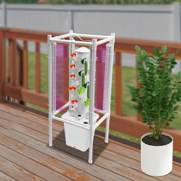 Hydroponischer Pflanzturm mit LED-Wachstumslampen – Komplett-Set für 30 Pflanzen – Bild 9