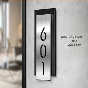 Personalisierte Hausnummer-Vertikal-Silber-Modern-33cm