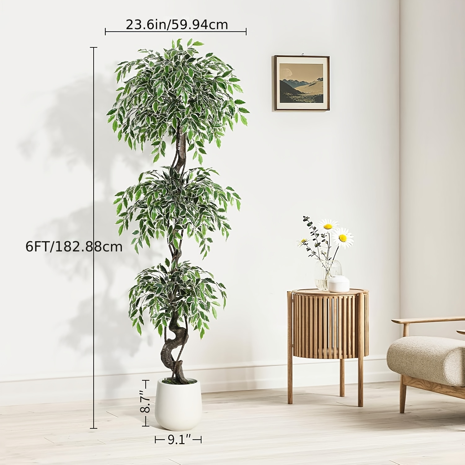 Künstlicher Ficus-Baum – mit stilvollem Topf - 180cm
