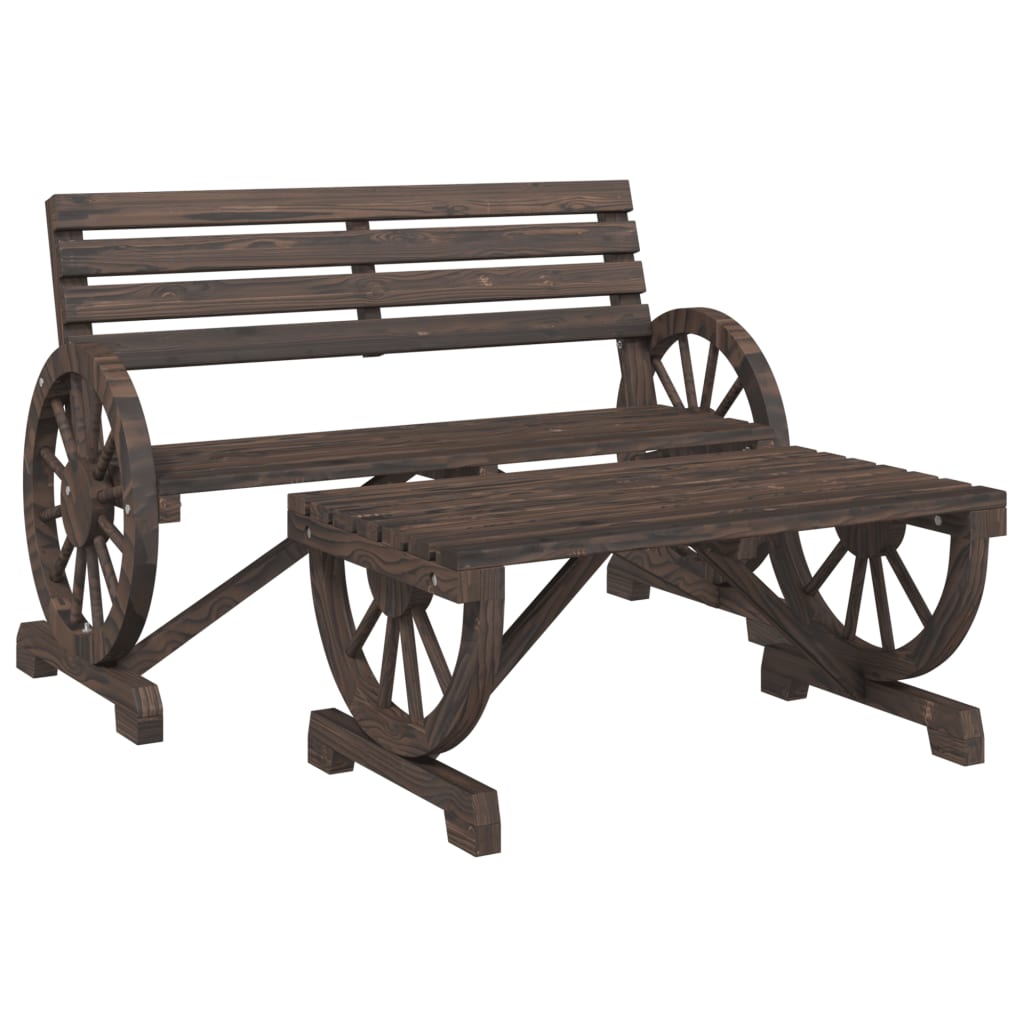 Gartenmöbel-Set Holz 2-tlg-Gartenbank & Tisch-Wagenrad