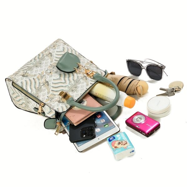 Elegantes 3-teiliges Handtaschen-Set mit Ornament-Muster & Zubehör – Bild 3