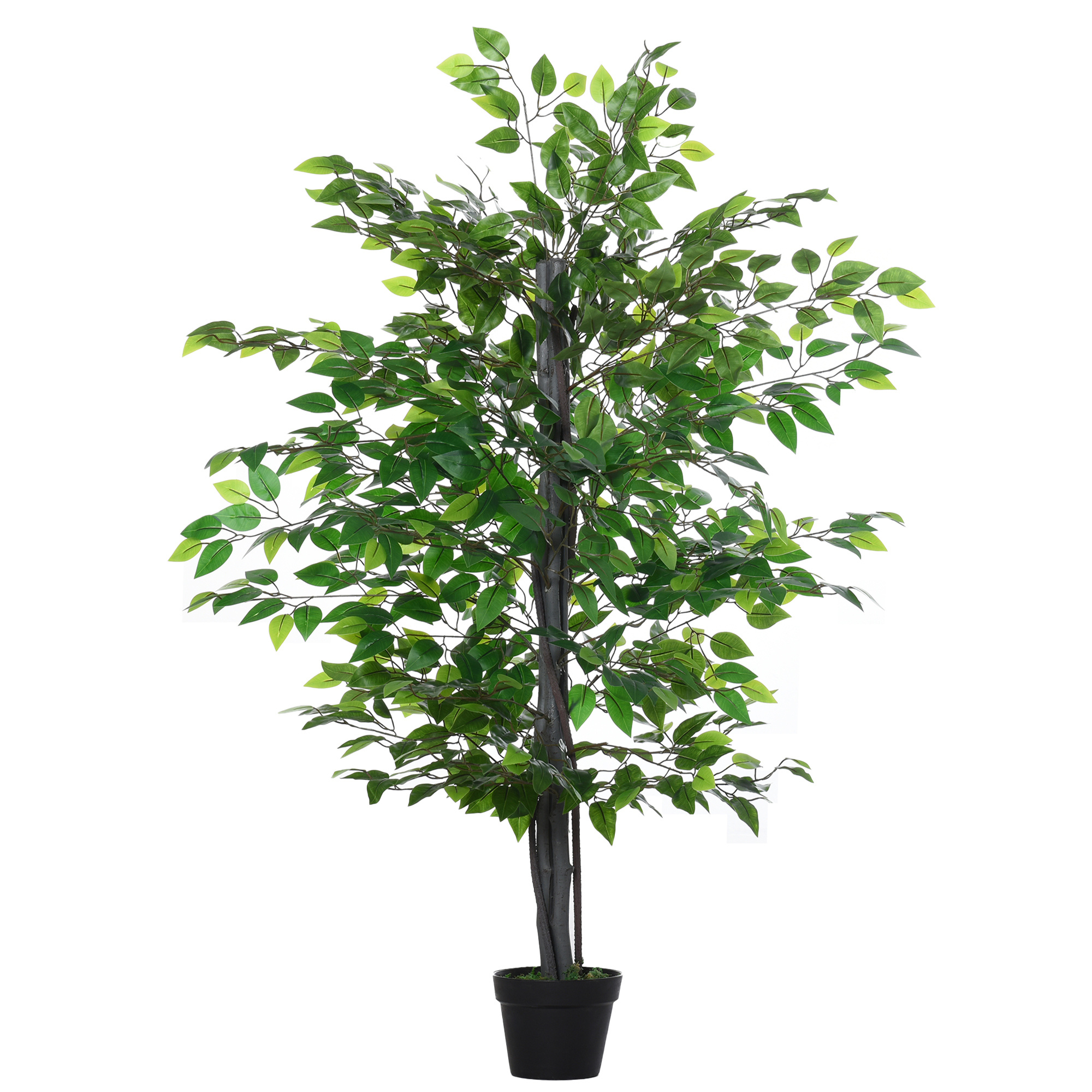 Outsunny Künstlicher Banyan Baum, 145 cm hoch – Realistische Ficus Kunstpflanze im Topf für Wohnzimmer & Büro