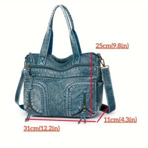 Vintage Tote Bag aus Kunstleder in blau