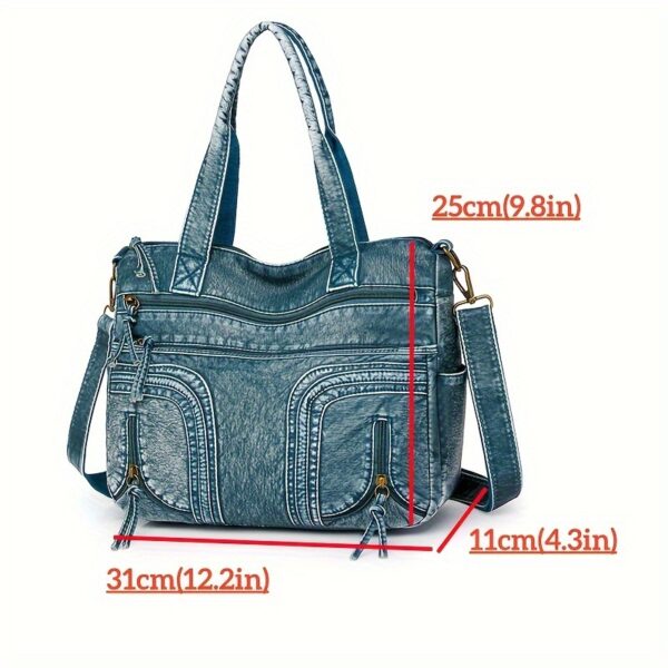 Vintage Tote Bag aus Kunstleder in blau