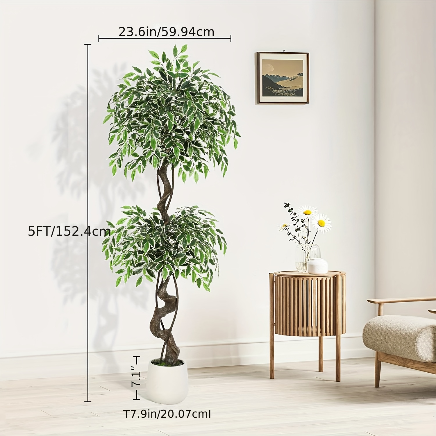Künstlicher Ficus-Baum – mit stilvollem Topf - 150cm