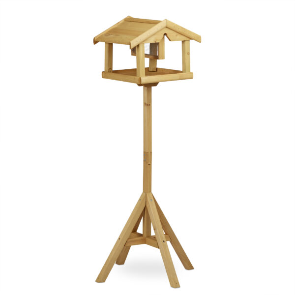 Großes Vogel-Futterhaus aus Holz mit Ständer – Ganzjährige Futterstelle – Bild 2