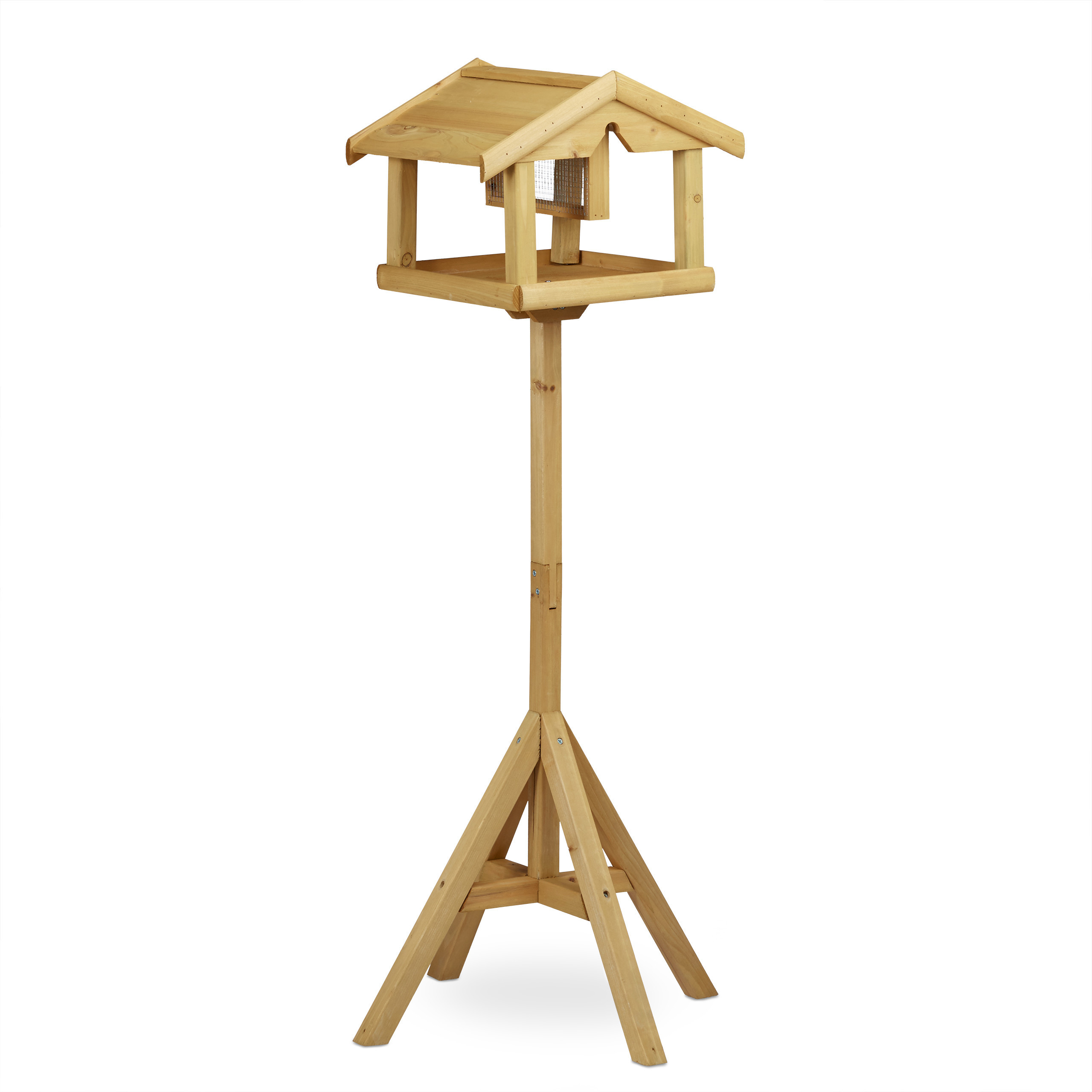 Großes Vogel-Futterhaus aus Holz mit Ständer – Ganzjährige Futterstelle