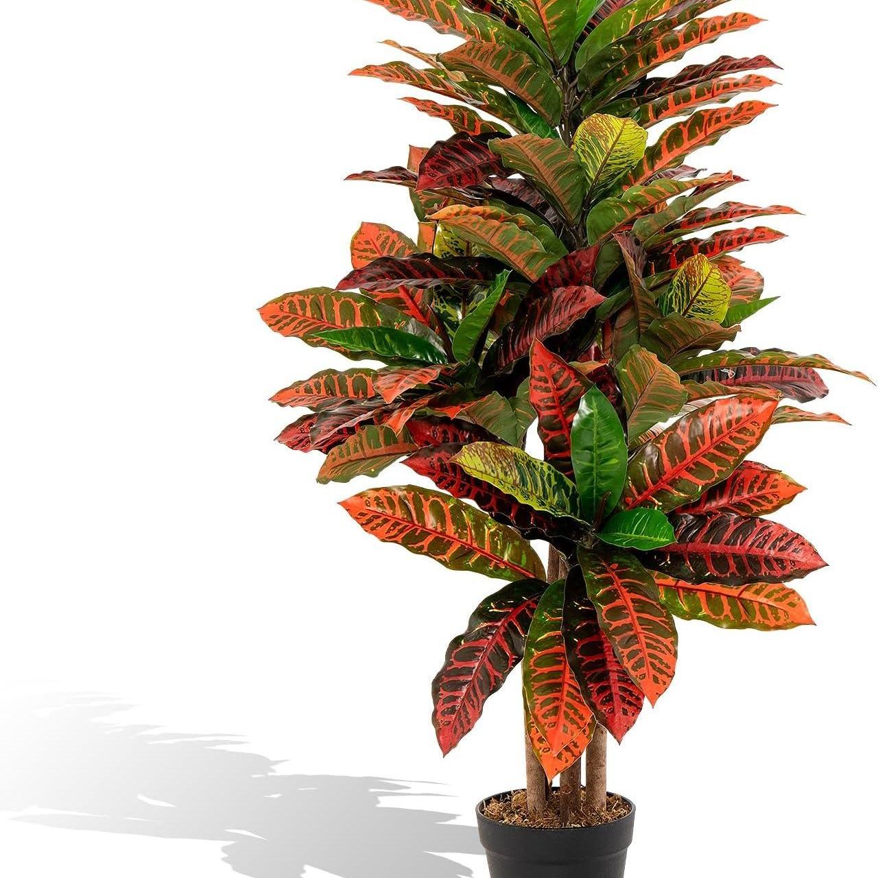 Künstlicher Kroton-Baum (100 cm) – bunt, naturgetreue Kunstpflanze im Topf