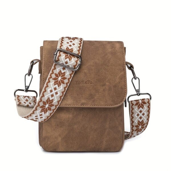 Vintage Umhängetasche für Damen in Braun – Kompakte Schultertasche mit breitem Gurt