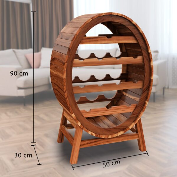 Weinregal Holz Akazie für 12 Flaschen – Weinfass-Design 90cm – Bild 7