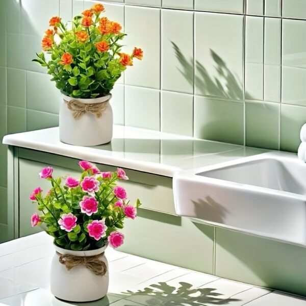 6er-Set Künstliche Mini-Pflanzen im Topf – Lebensechte Deko-Blumen – Bild 5