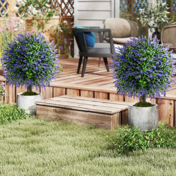 2er-Set künstliche Lavendel-Bäumchen (58 cm) – Topiary-Pflanzen für drinnen & draußen – Bild 4
