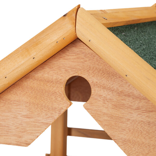 Klassisches Vogel-Futterhaus aus Holz mit Ständer & Bitumendach – Bild 8