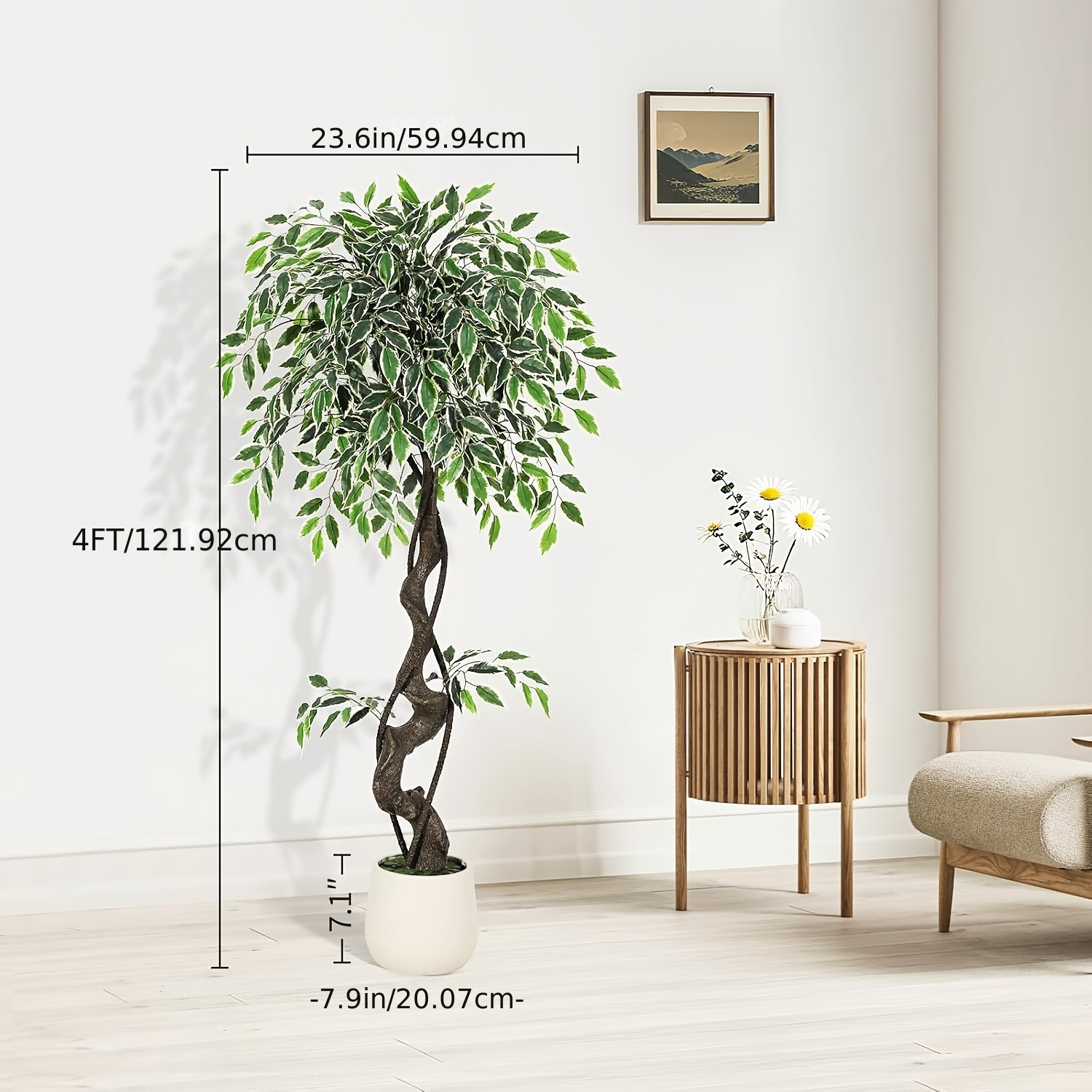 Künstlicher Ficus-Baum – mit stilvollem Topf - 120cm