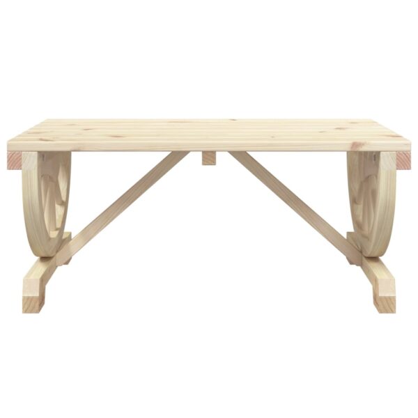 Garten-Couchtisch aus Holz-rustikal-Wagenrad-Design-90cm – Bild 4