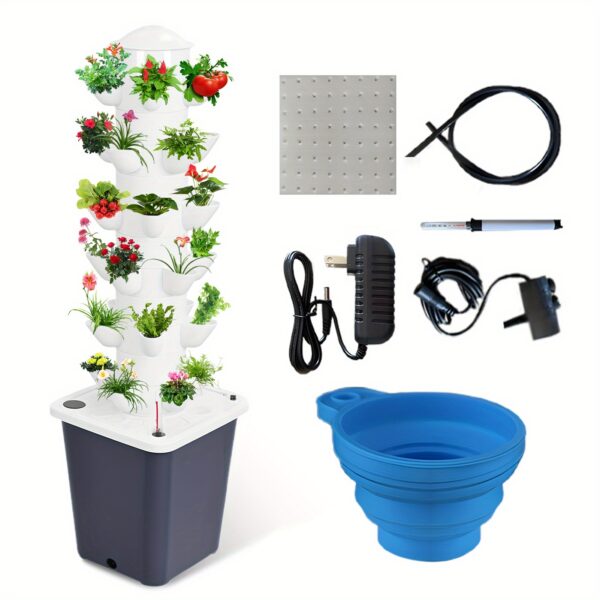 Vertikaler Pflanzturm für 30 Pflanzen – Hydroponik-System Komplett SET