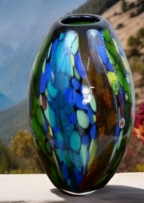 Murano Stil Glasvase mit Millefiori – Bild 5