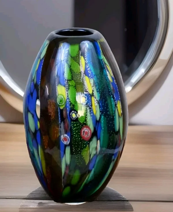 Murano Stil Glasvase mit Millefiori – Bild 6