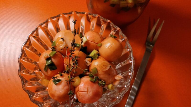 Crisp, tangy, and mildly spicy: this recipe turns pickled radishes into the perfect snack