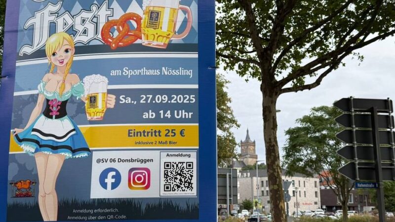 „Frau auf ihr Äußeres reduziert“: Plakat für Oktoberfest in Donsbrüggen – Grüne fordern Verbot für sexistische Werbung