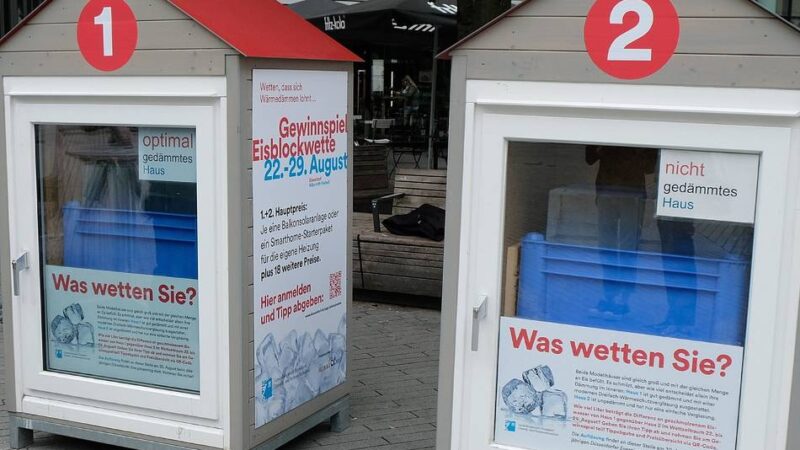 Aktion auf dem Schadowplatz: Eisblockwette in Düsseldorf aufgelöst – das ist das Ergebnis