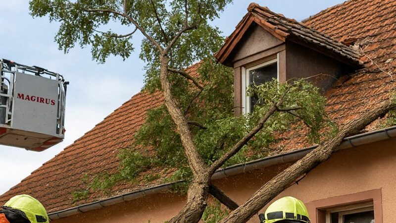 Ludwigshafen: Baum stürzt auf Wohnhaus 