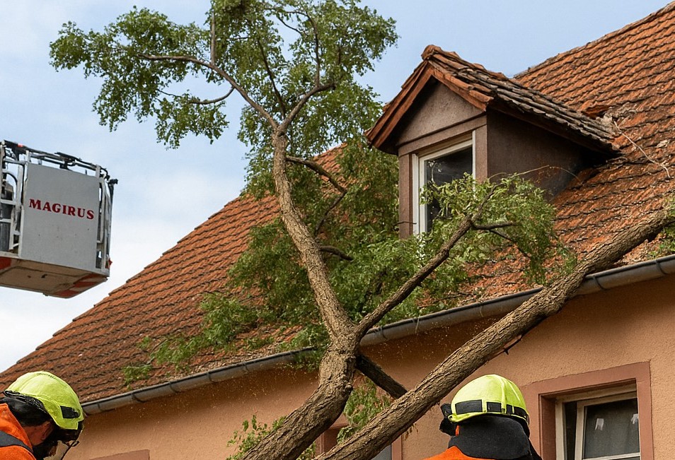 Ludwigshafen: Baum stürzt auf Wohnhaus 