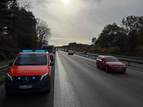 FW Hünxe: Verkehrsunfall auf der BAB 3 – eine verletzte Person