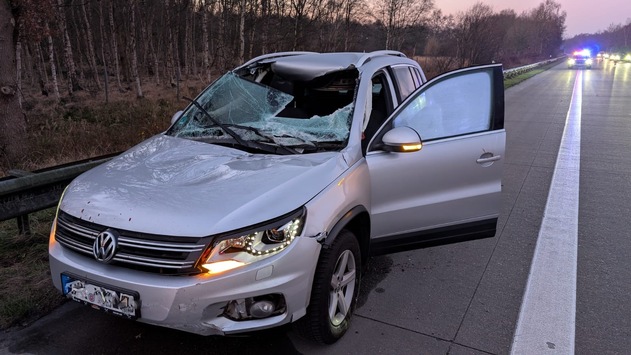 POL-CUX: PKW fährt auf mit Stahlträgern beladenen LKW auf – Fahrzeugführer schwer verletzt (Foto im Anhang)