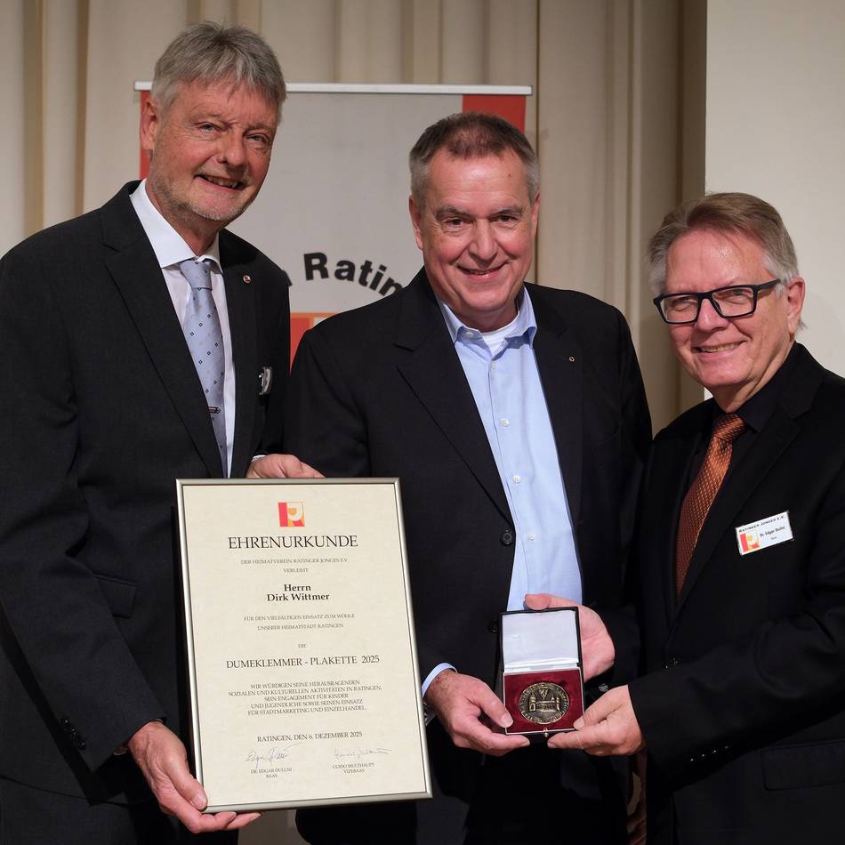 Ratinger Jonges zeichnen aus: Dumeklemmer-Plakette: Herzergreifende Ehrung für Dirk Wittmer
