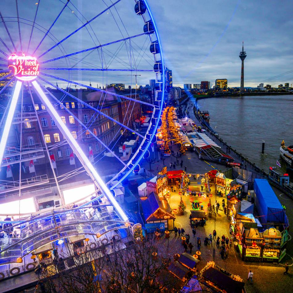 Burgplatz und Corneliusplatz: Saisonende naht – so lang haben Riesenrad und Eisbahn in Düsseldorf noch geöffnet
